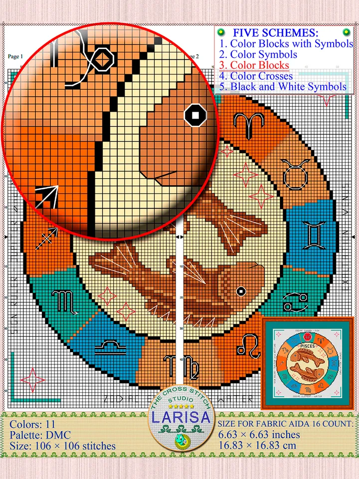 Pisces Cross Stitch Pattern | Pisces Zodiac Sign