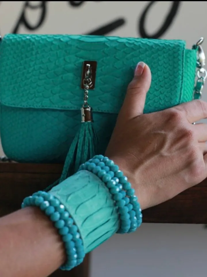 Bag Crossbody turquoise colour Genuine Python Skin | Summer Bag Women | Exotic Leather Bags | Classy Elegant Small Crossbody | Python Bags