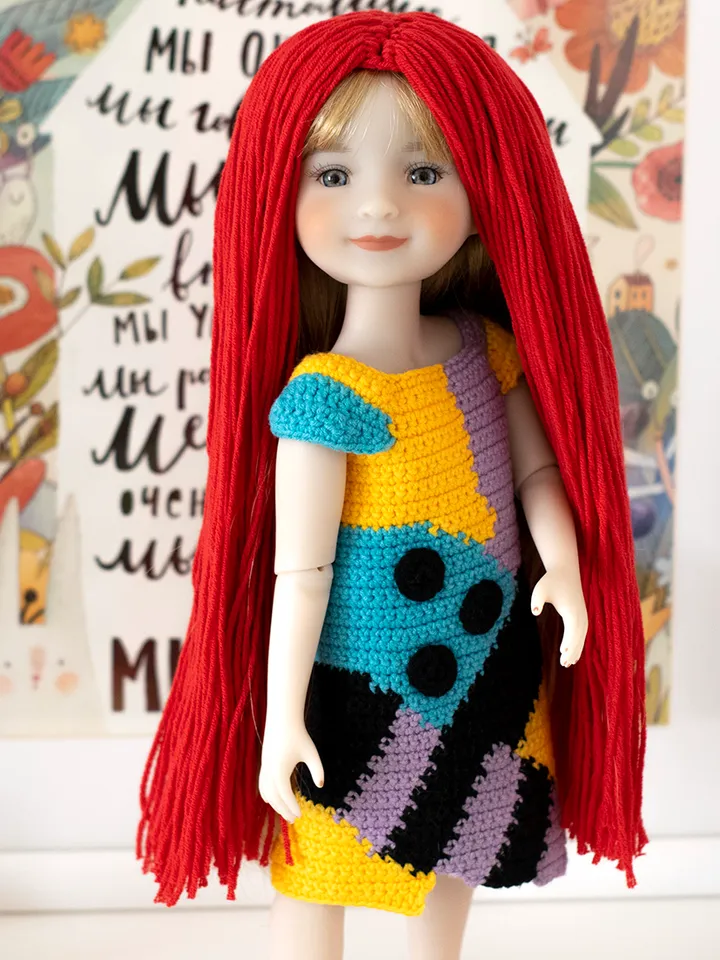 Disney Sally Nightmare Before Christmas Costume for Ruby Red Fashion Friends doll 14.5" for Halloween, set doll clothes