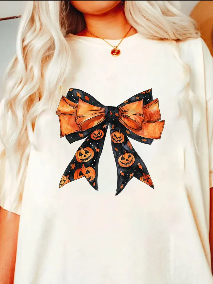 Halloween Gothic Coquette bow png, retro halloween png, trending png, Gothic png, black bow png, soft girl png, Pumpkin girly png