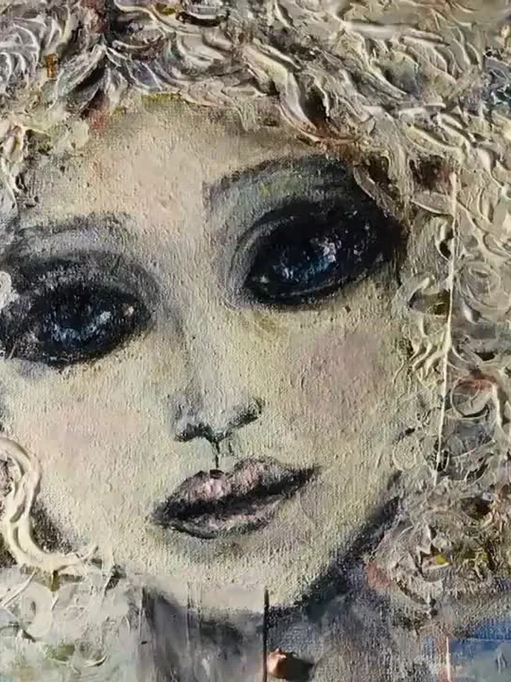 Fantasy woman painting,3 D stretched canvas,acrylic mix media painting.