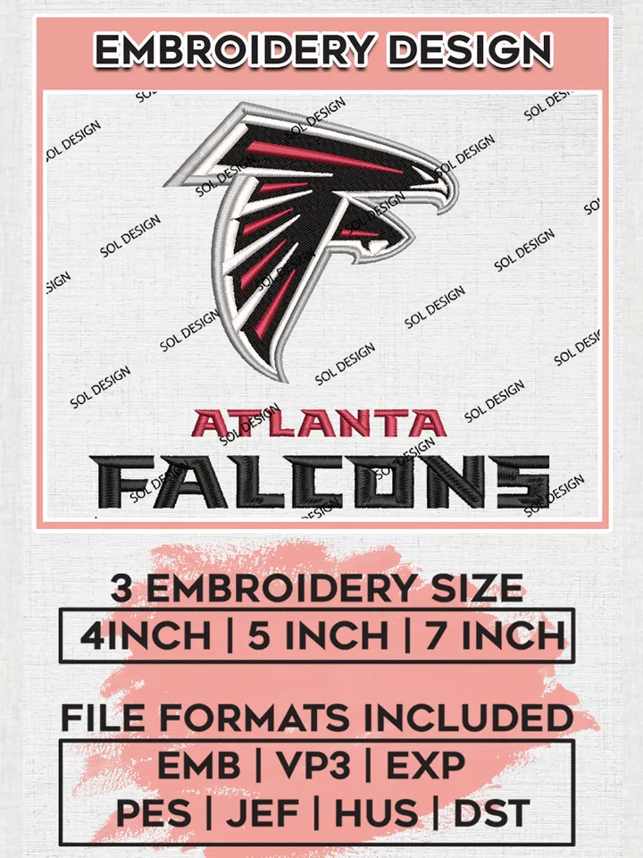 Atlanta Falcons Football Embroidery files, Falcons NFL Logo Embroidery files, NFL Teams, Football, Digital Download | EMB_SPORT_15