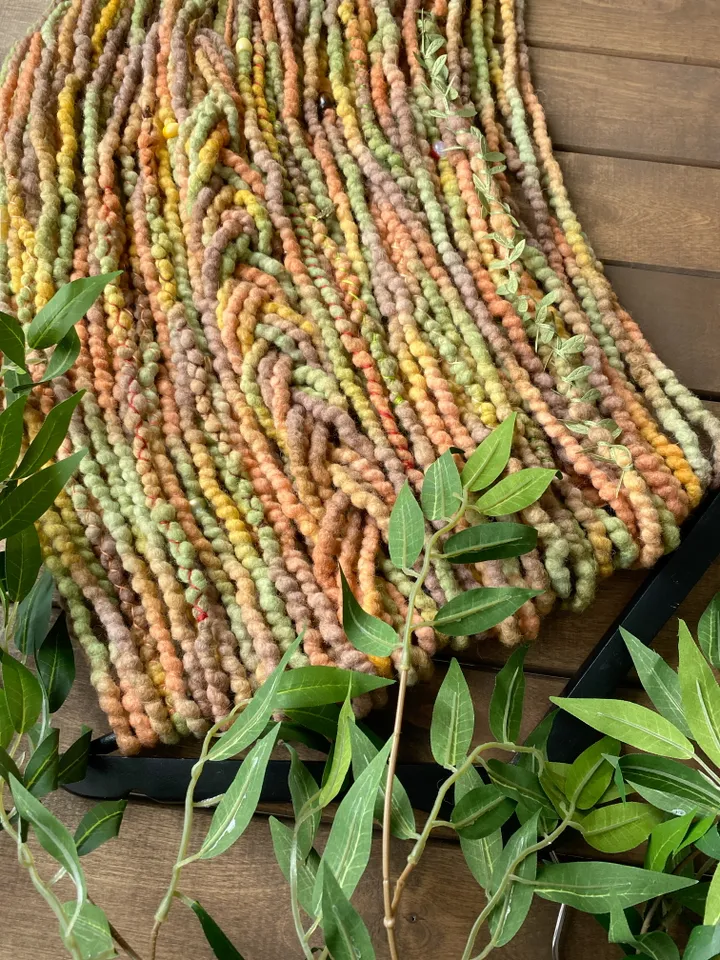 Ginger green brown Wool De dreadlocks Ready to Ship🧡🤎💚💛