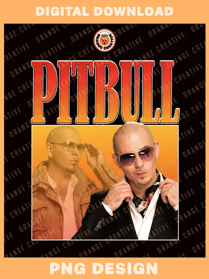 Pit.bull Singer Bootleg T-shirt PNG, 90s Bootleg Template, Graphic Pit.bull PNG Files, Custom Bootleg Music Tee, Digital Download