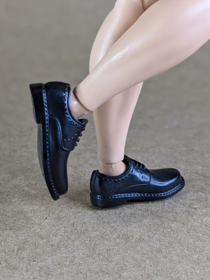 Classic black shoes  for wide feet 1/6 scale male dolls