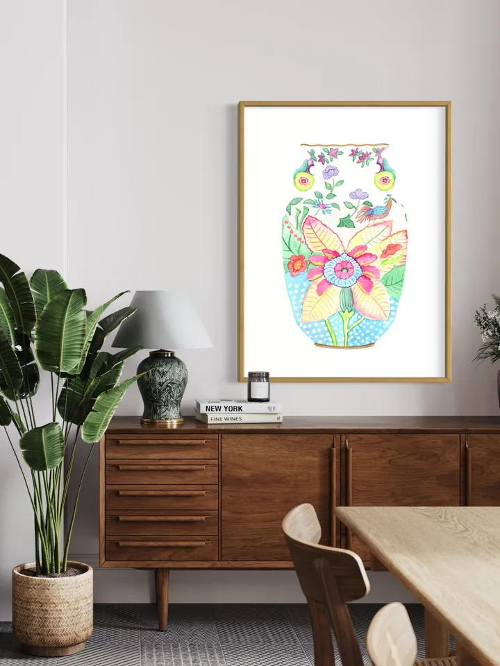 Chinoiserie Vase Art Watercolor Painting Chinoiserie Chic Asian Art Print Ginger Jar Art Vintage Chinoiserie Wall Art Print Floral Decor Art