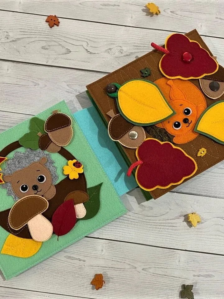 Autumn Quiet book pattern pdf, Felt activity book pattern pdf, DYI Quiet book sewing for kids 2, 3, 4 year old, Baby soft book tutorial