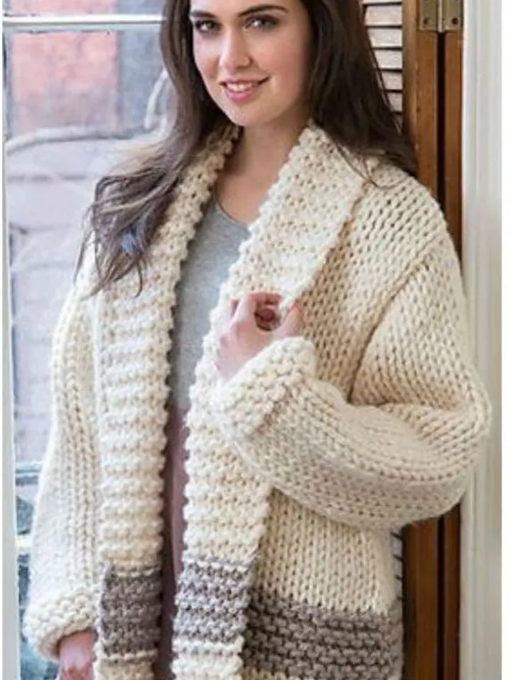Cardigan bulky knitting , chunky, easy cardigan, women ladies cardigan knitting pattern pdf