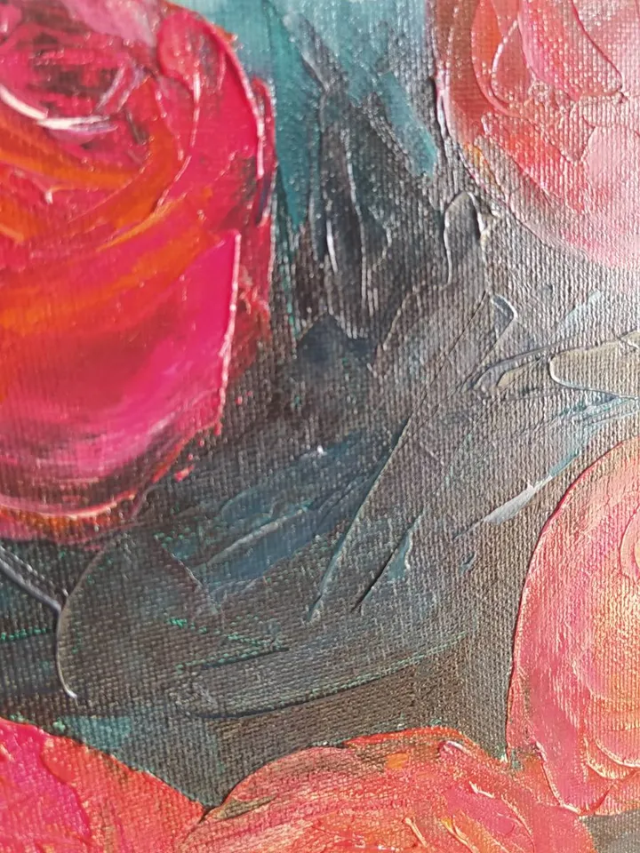 Oil painting "Roses in a bucket"