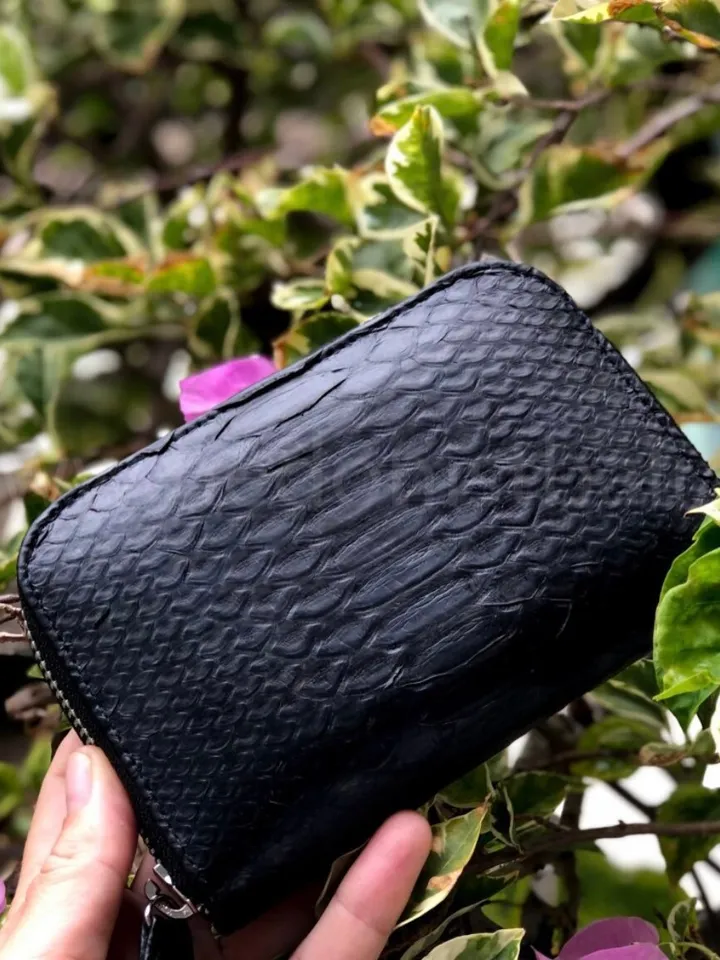 Genuine python skin black wallet | Small wallet | Exotic leather wallet | Women wallet | Snake trendy Wallet | Snakeskin designer wallet