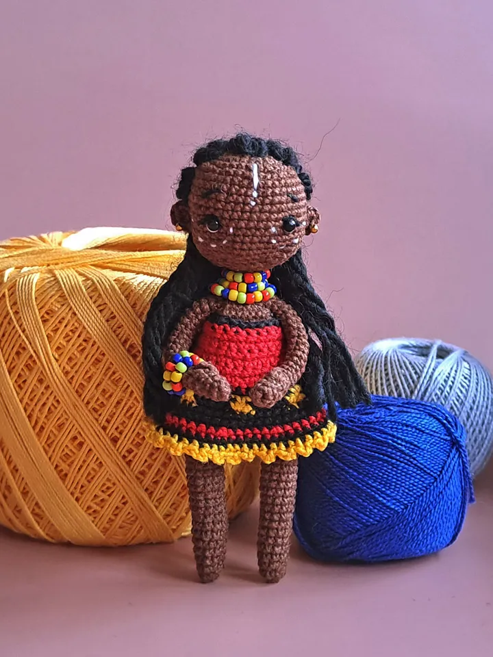 Pattern african baby doll, crochet african doll, pattern little african doll, crochet black doll