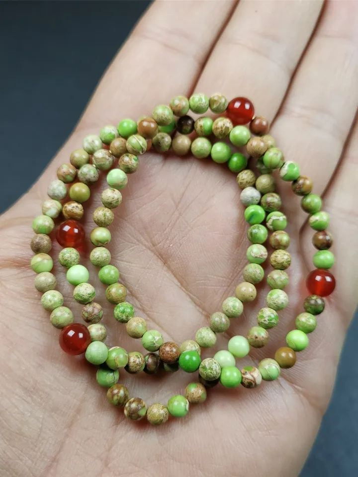 Gandhanra Unique multi-layered Bracelet for women,4mm Turquoise Beads Mala