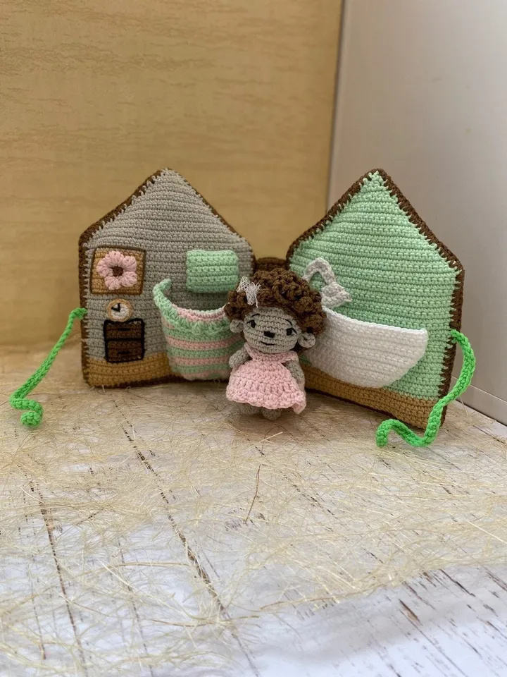 PDF Crochet pattern Hedgehog and her DollHouse, Amigurumi pattern, Crochet Cute Funny Animal, Forest animal, Crochet House, Crochet Book
