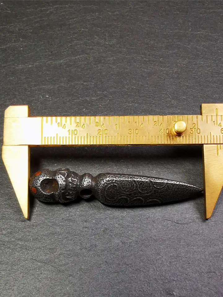 Gandhanra Handmade Skull Phurba Amulet,Kila - Dorje Phurba,Tibetan Budhist Ritual Implement Pendant,Made of Cold Iron,2.24"