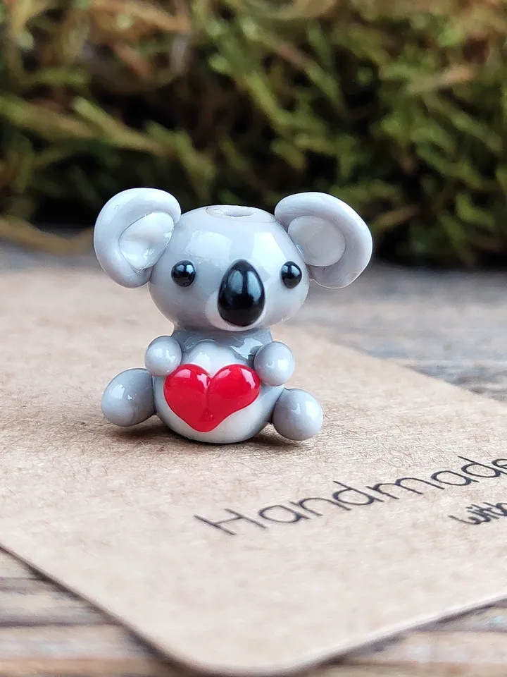 KOALA MINIATURE ANIMALS koala gifts I love you Koala figurine Koala ornament Koala Valentine Glass Koala Zen garden Terrarium figurine