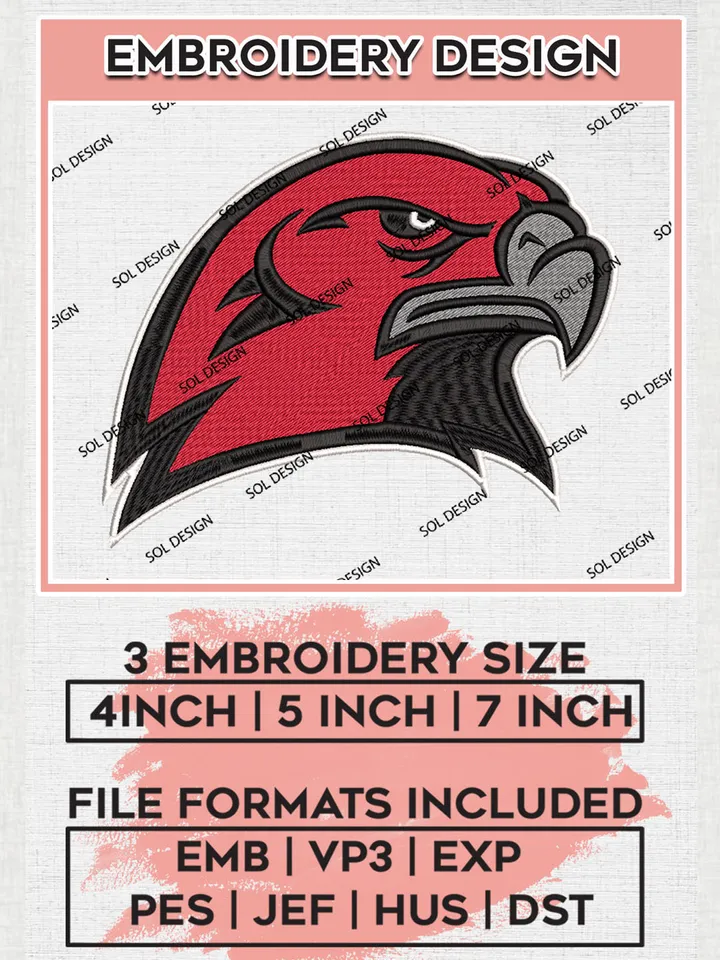 Miami OH RedHawks Team Head Mascot Logo embroidery designs, NCAA Miami OH RedHawks Logo Machine embroidery designs, NCAA Team Logo embroidery designs, NCAA Game Day Machine embroidery designs, Digital Download