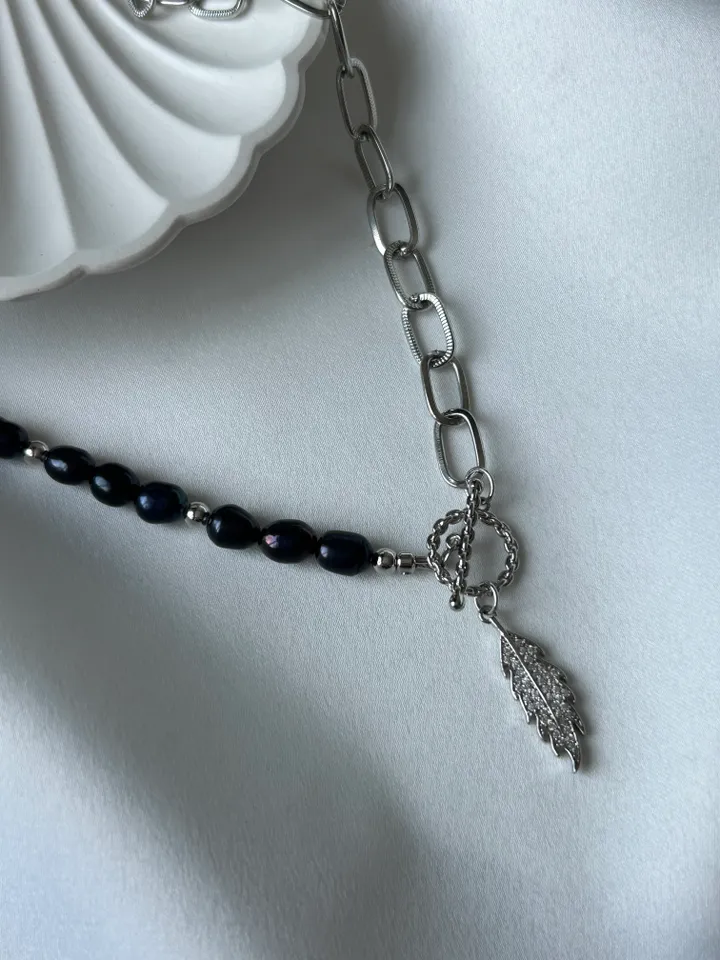 Black Pearl necklace, pearl necklace, handmade jewelry, handmade accessories, ready to ship