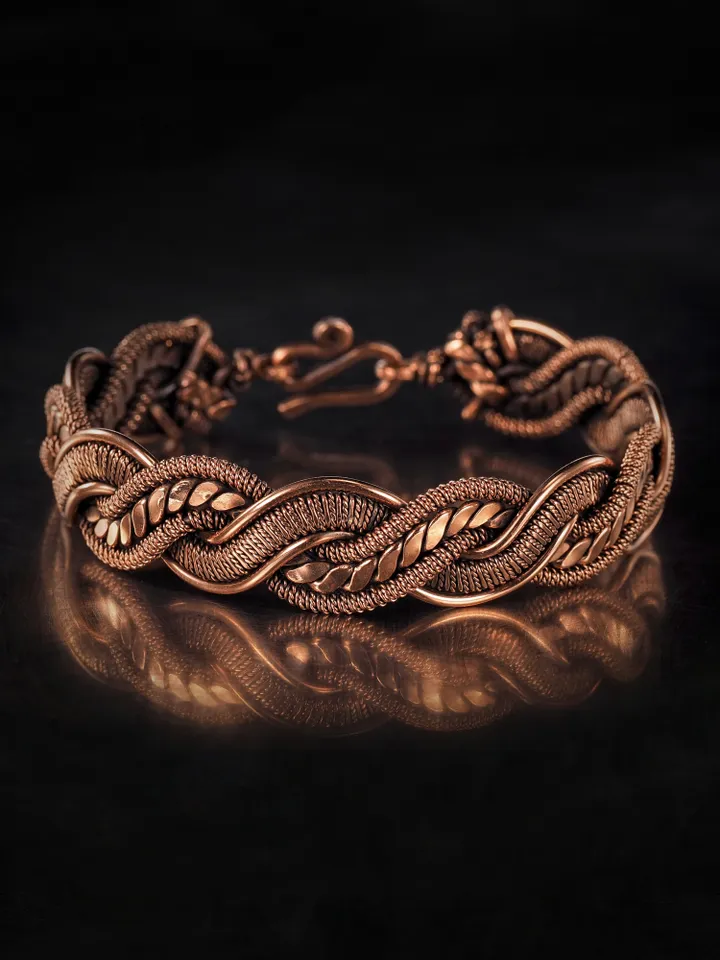 Woven copper wire bracelet Antique style handcrafted copper jewelry Unique gift
