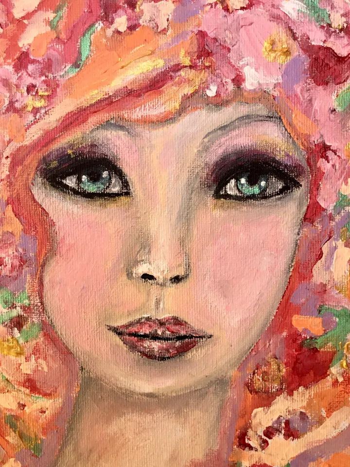 Sofia doll,original acrylic painting on 3 d canvas,fantasy dolls painting,fairytales,young woman painting,unique gift,home decoration