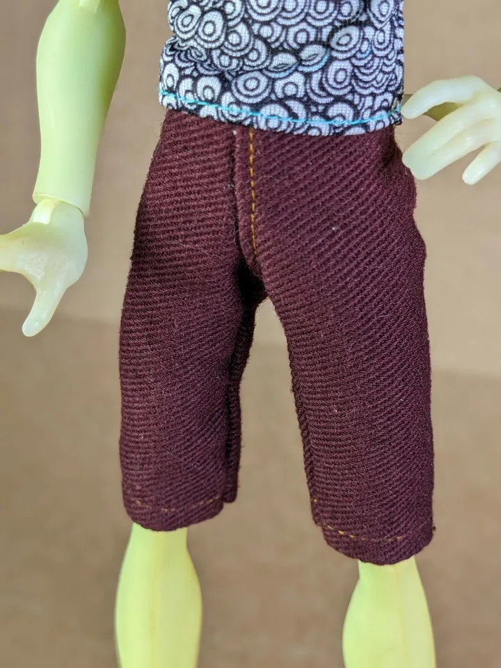 Handmade Burgundy denim pants or shorts for 1/6 scale boy dolls