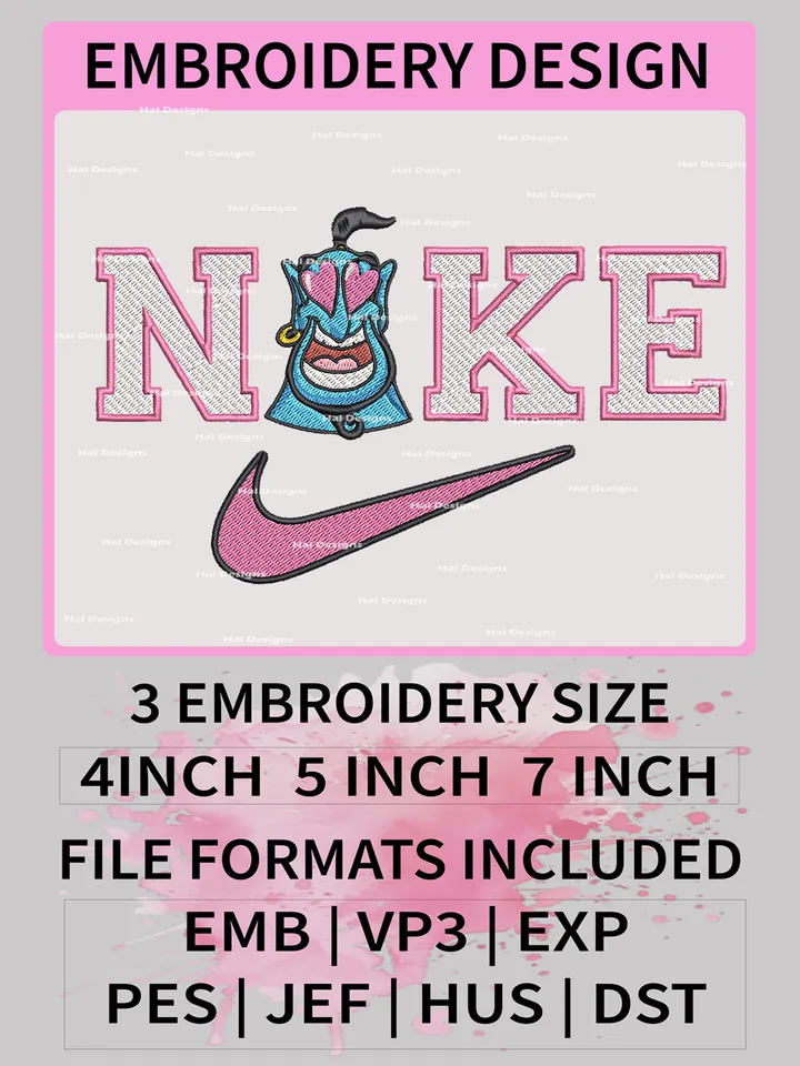 Genie Nike Embroidery Designs, Aladdin Mouse Machine Embroidery Patte, Nike Logo Embroidery File