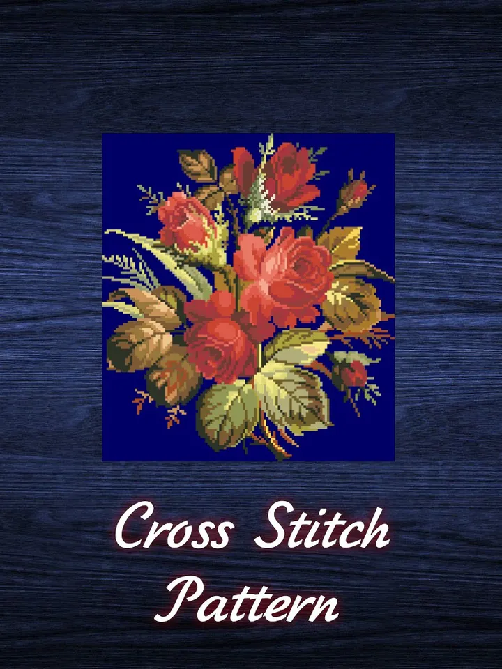 Antique Cross Stitch Pattern Antique Bouquet Counted Digital Download PDF