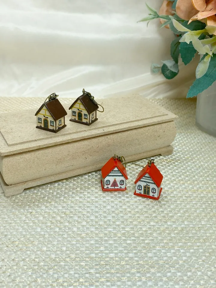 House earrings. Interesting handmade earrings.