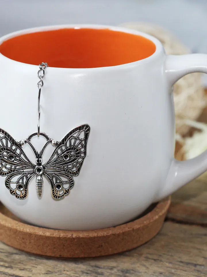 Butterfly tea ball infuser for herbal tea, Tea infuser charm, Tea Strainer insect pendant
