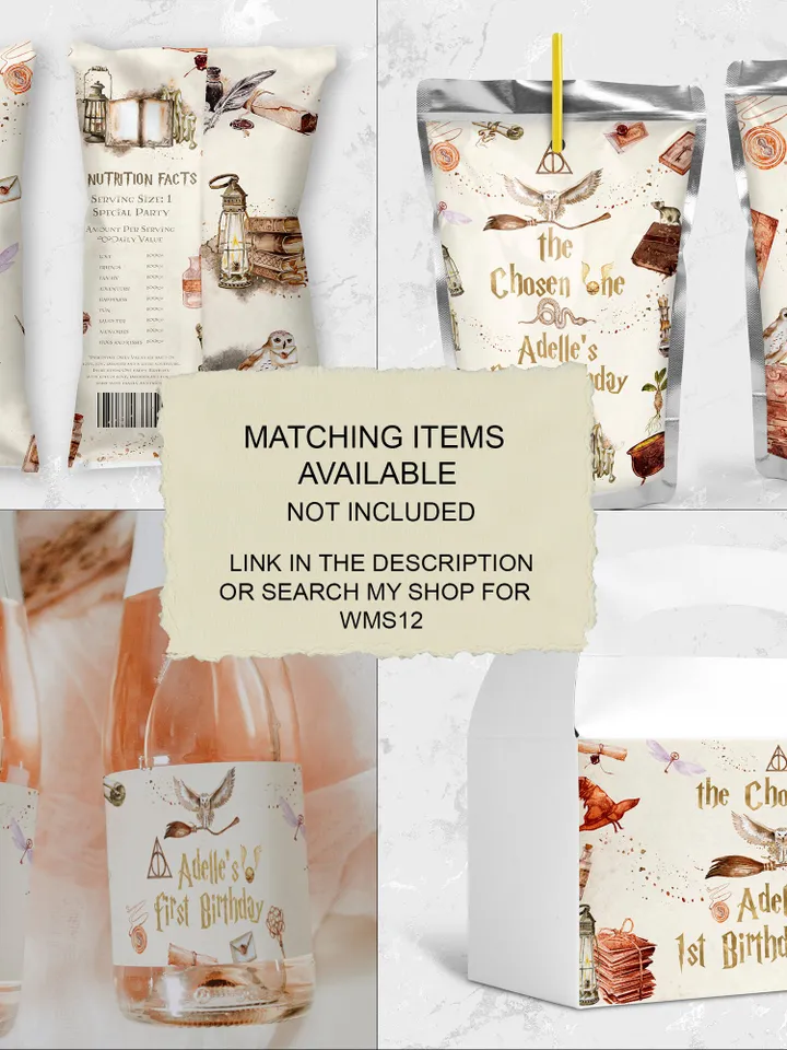 Editable Chocolate Bar Wrap Label Birthday Party; Magic School 1st Birthday; Printable Chocolate Bar Wrapper; Magical Decoration; WMS12