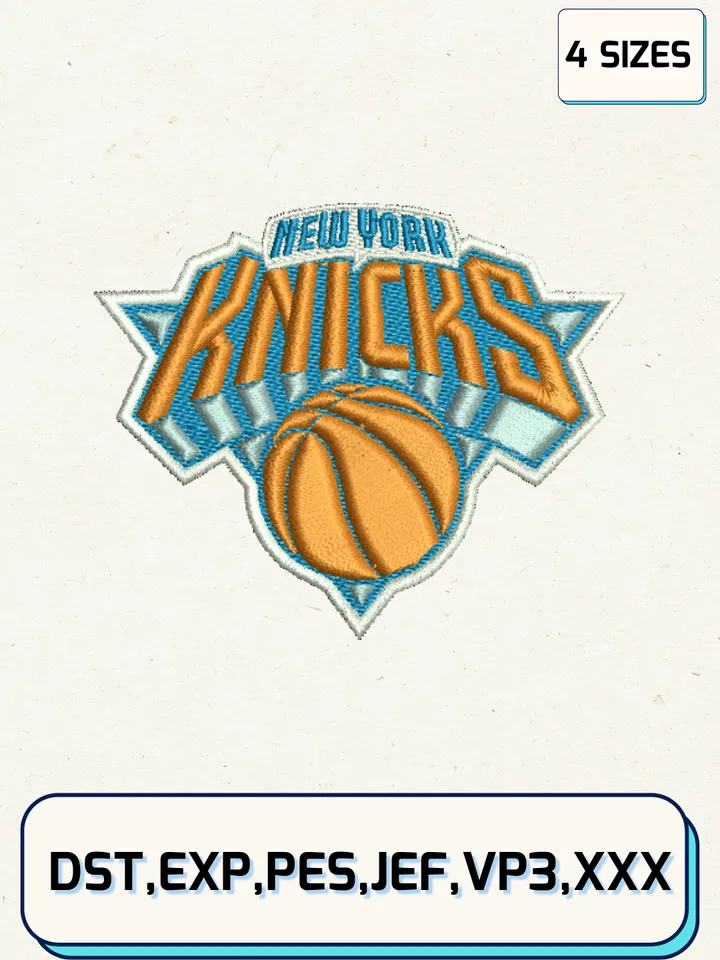 New York Knicks Embroidery Design Files,NBA Logos Embroidery Designs,Machine Embroidery Files,4 Sizes