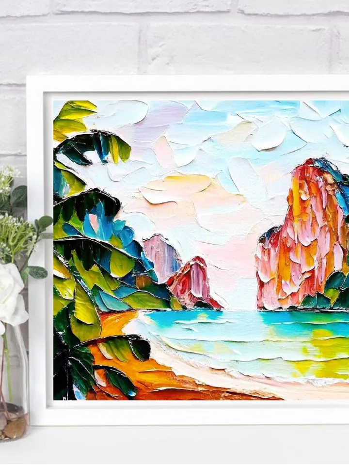 Thailand Painting Original Art Original Thailand Island Khao Phing Seascape Painting Wall Art Impressionist Art by ArtProkopaloSv