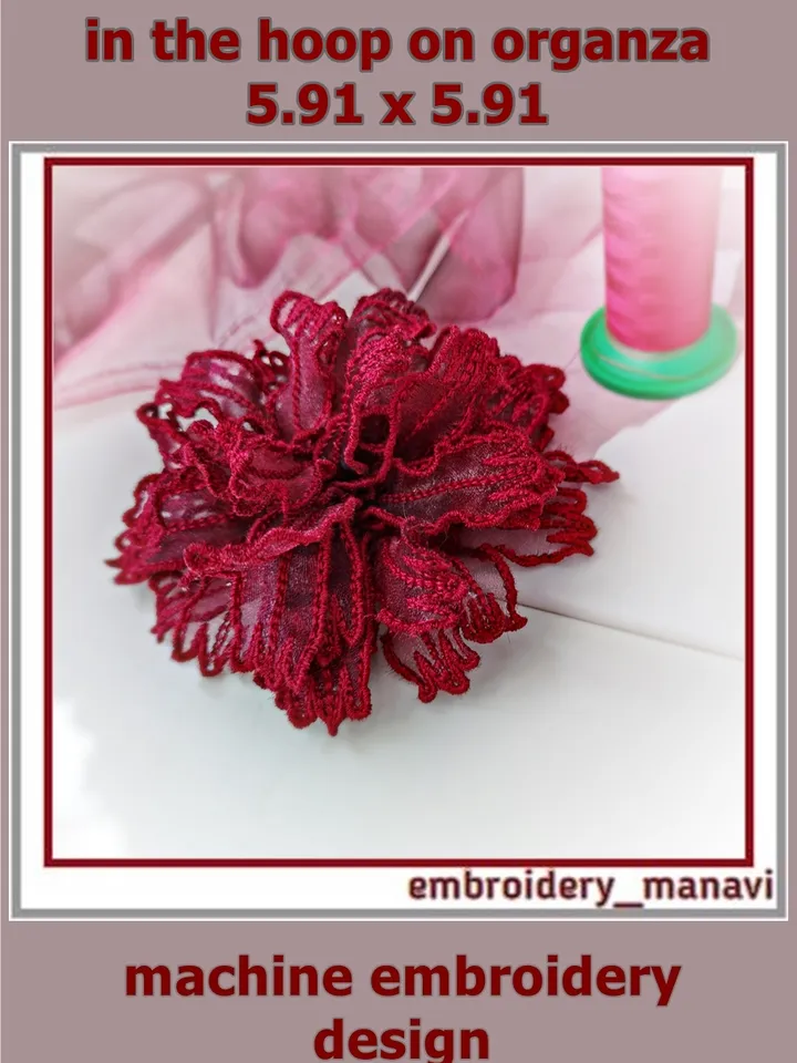Floral on organza embroidery design in the hoop by Embroidery Manavi 05