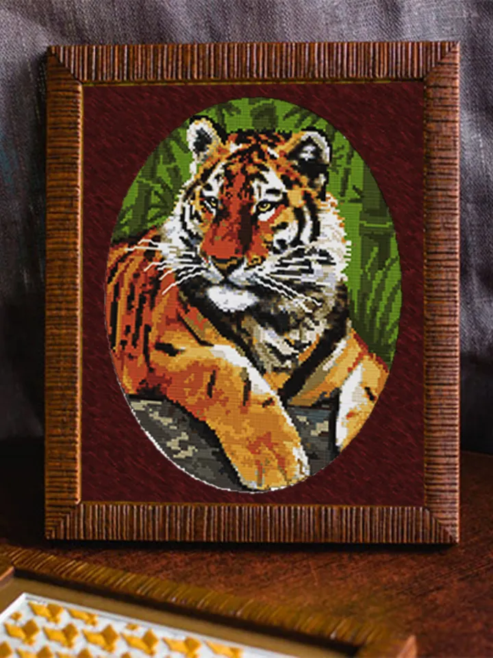 Tiger cross stitch pattern download PDF Wild animal cross stitch chart, Nature hand embroidery PDF Big tabby cat cross stitch Home decor #K5