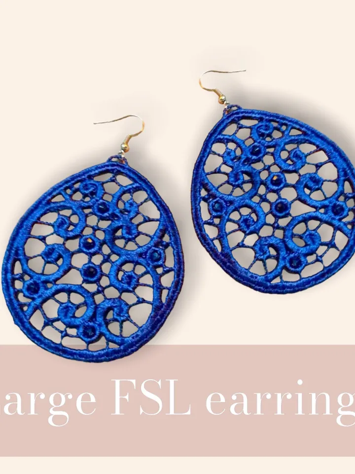 Lage Free Standing Lace Earrings machine embroidery design FSL pattern digital embroidery design jewerly embroidery motif
