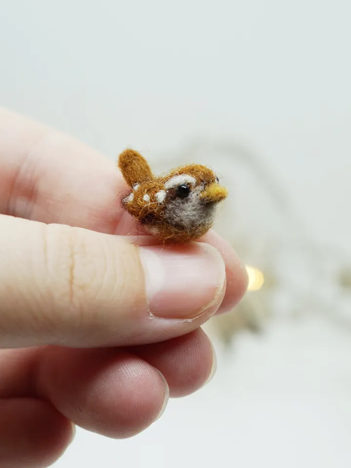 Tiny needle felted wren, miniature bird, made to order