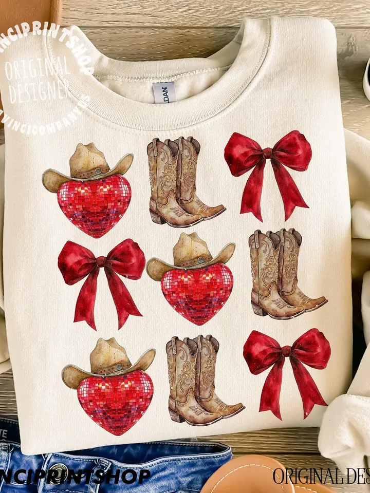 Howdy Valentine png, Western Valentines png, Valentines Coquette Bow png, Love png, Western png, Country Valentines png, Cowgirl png design