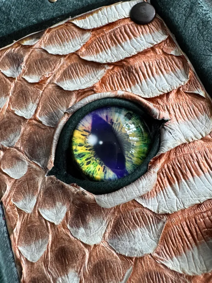Notebook with an eye made of genuine leather, grimoire, book of shadows.