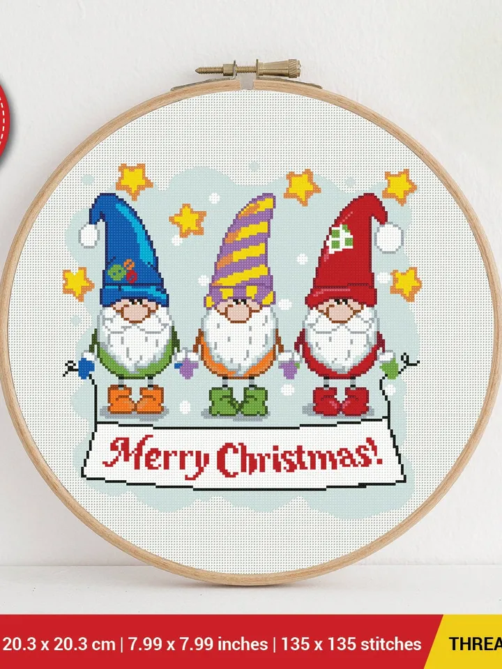 Gnomes New Year  Merry Christmas Cross stitch pattern | Embroidery Pattern | Instant Download | Embroidery Designs