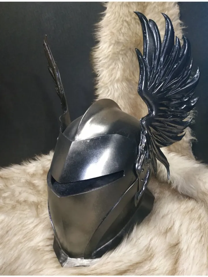 Medieval helmet - larp helmet - helmet with wings - knight helmet - tournament h