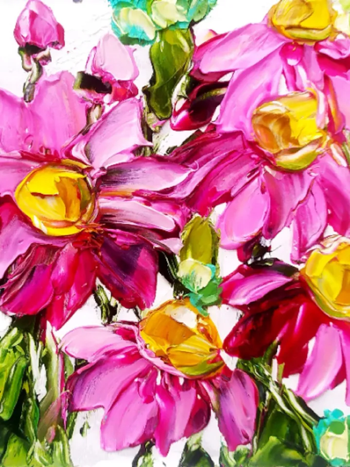 Daisy Painting Floral Original Art 4 x 4 Flower Artwork Daisy Wall Art Painting Impasto Oil Painting by ArtProkopaloSv