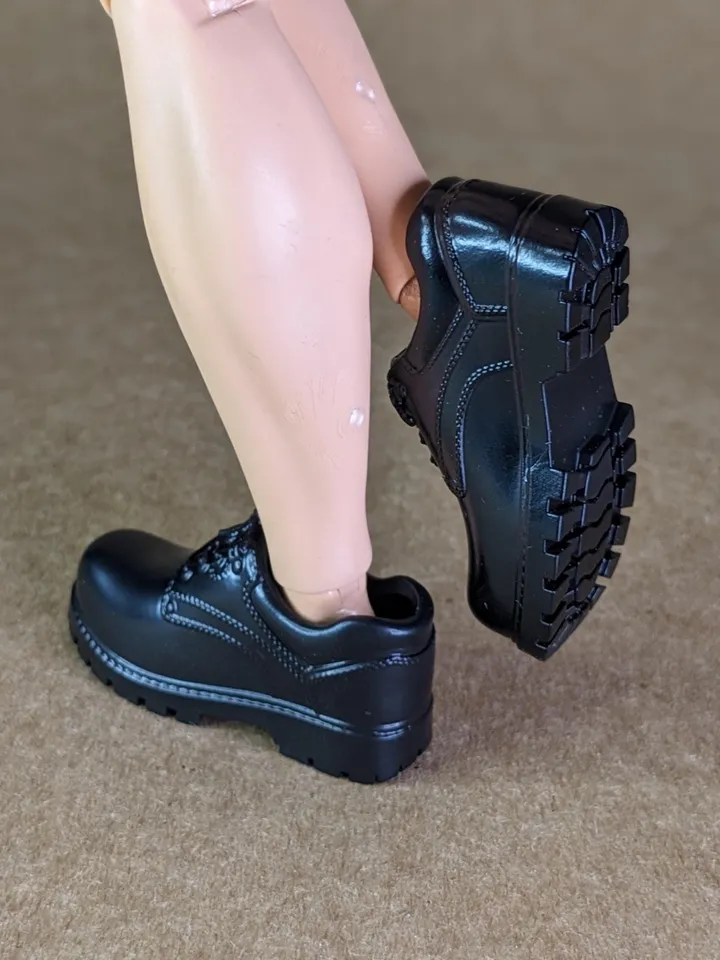 Classic black hiking low boots for 1/6 scale male dolls