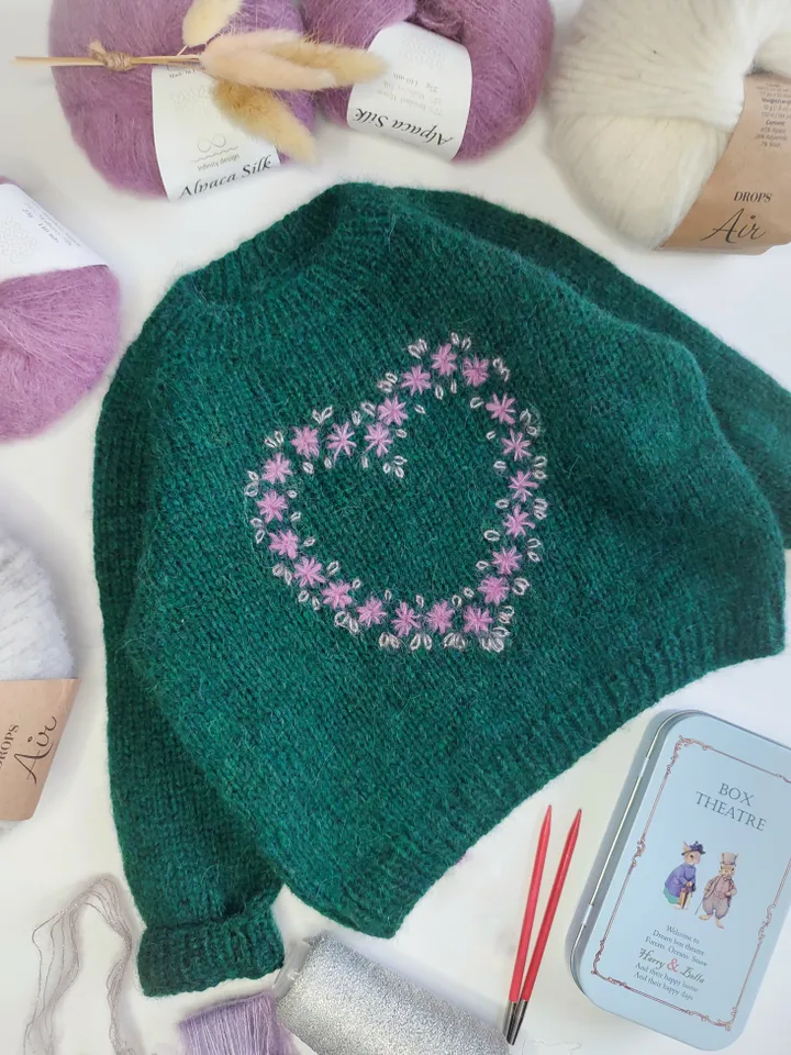 Wool sweater for child with embroidery "My love"