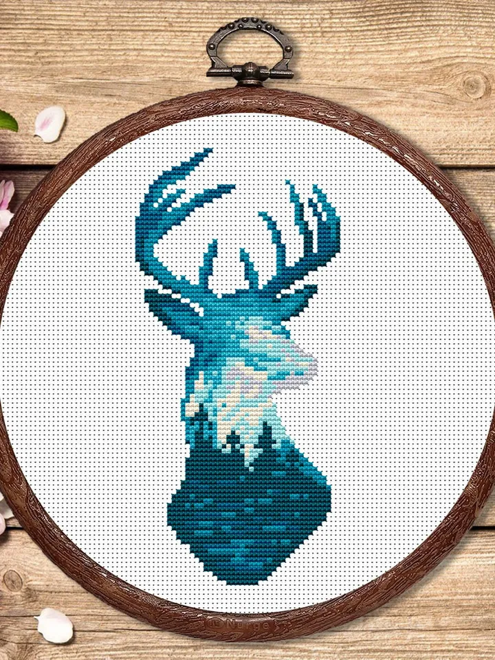 Deer Cross Stitch Pattern, Animal Cross Stitch, Embroidery Deer, Watercolor Deer Silhouette Cross Stitch, Modern Cross Stitch #anm019