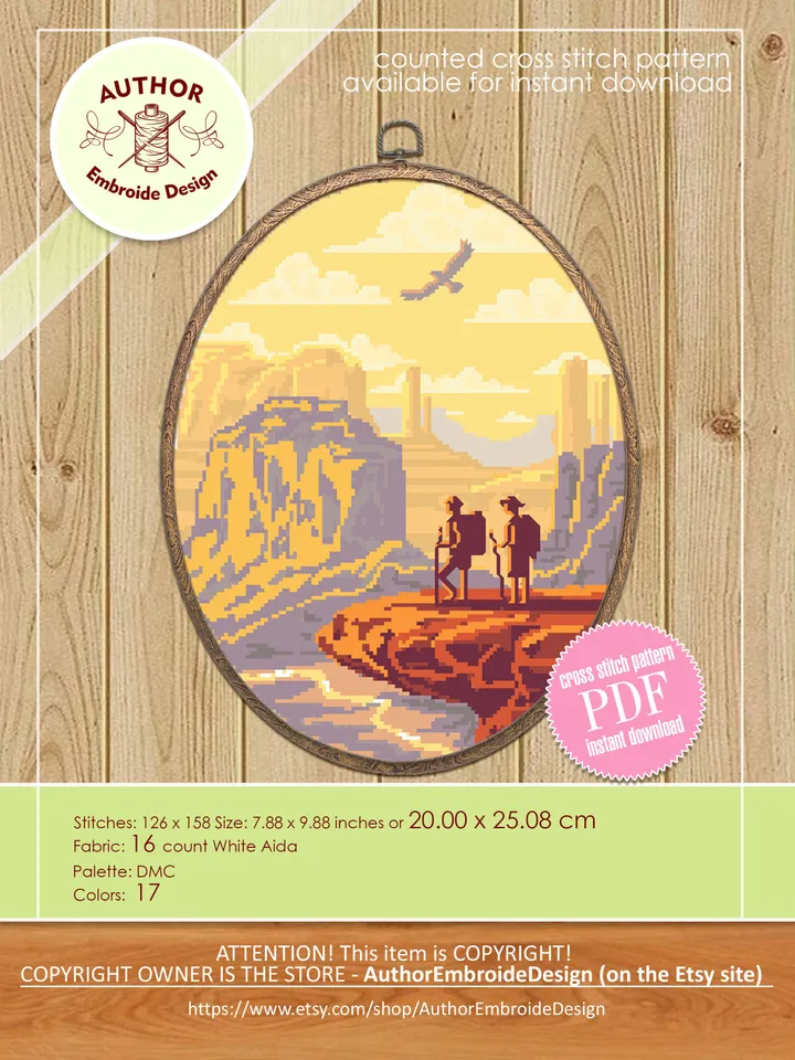 Zion national park cross stitch pattern download PDF Monument Valley cross stitch Arizona Utah cross stitch modern Adventure awaits #L22
