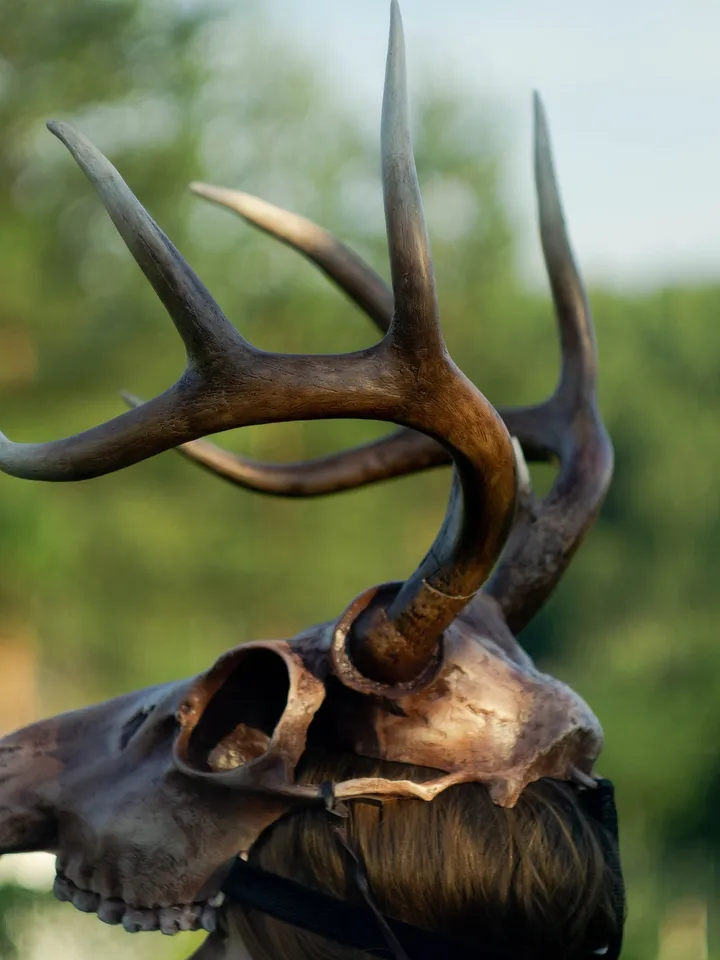 Deer Skull Mask, Antler Mask, Realistic Skull Mask, tribal headpiece, Headpiece skull, ritual mask, pagan headdress, skull costume mask