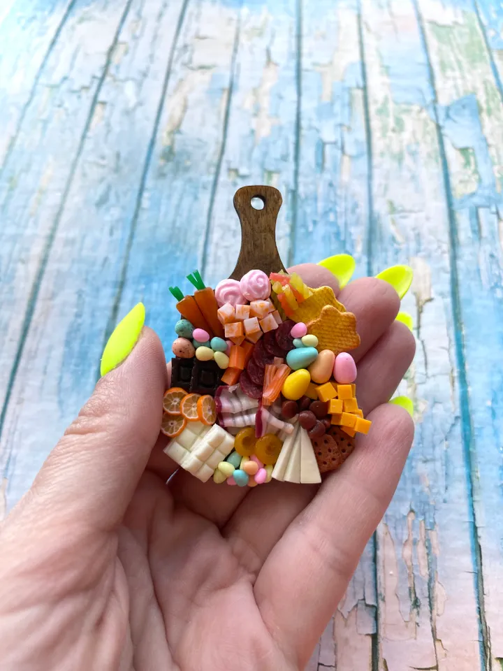 Magnet Miniature Easter Charcuterie Board with Polymer Clay
