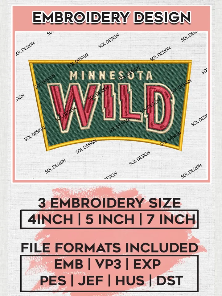 NHL Minnesota Wild Logo Embroidery Designs, NHL Minnesota Wild Team Logo Embroidery, Hockey Team Logo Emb Files, NHL Embroidery Designs, NHL Machine Embroidery Designs, Digital Download