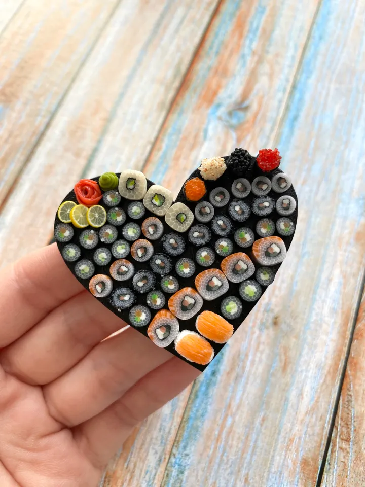 Magnet Miniature Sushi Board with Polymer clay Souvenir