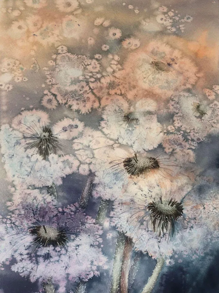 Flowers Original Painting Wildflowers Wall Art Dandelion Painting