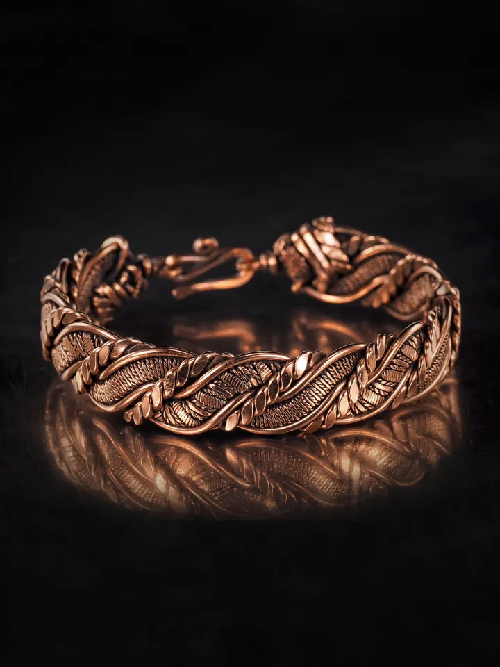 Woven copper wire bracelet Antique style handcrafted copper jewelry Unique gift